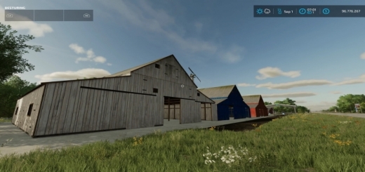 FS22 - Wooden Barn In White, Red, Brown Or Blue V2.0 - Fs22 Mods